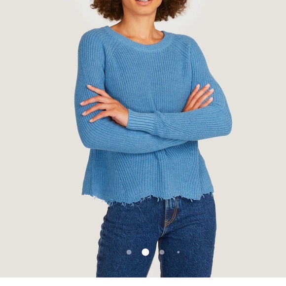 Autumn Cahmere distressed scallop shaker sweater in blue size Xs 100%cotton - Picture 5 of 10